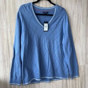 Tommy Hilfiger Women's Blue V-Neck Sweater New Size XXL